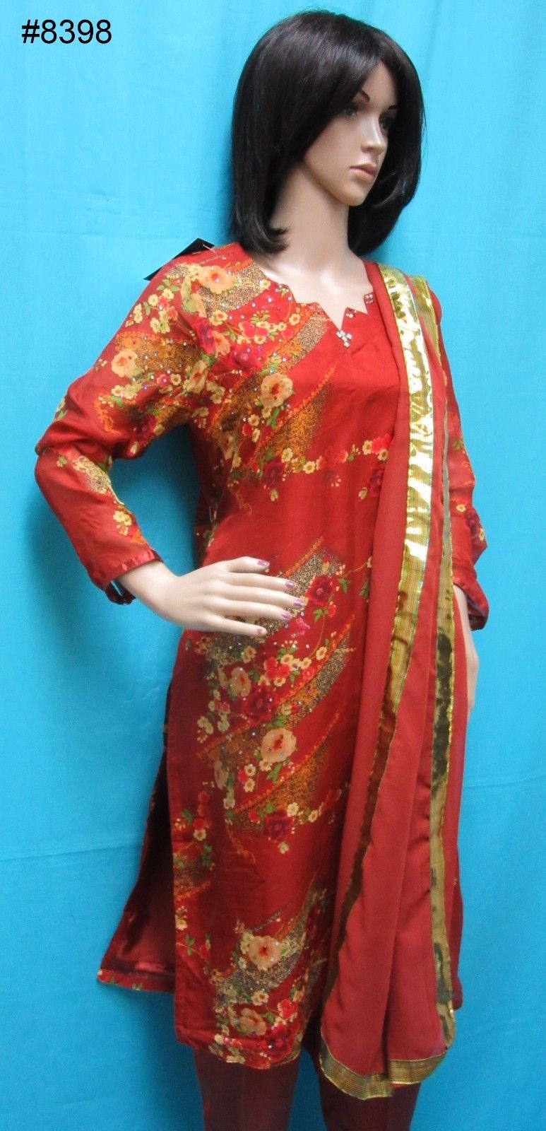 Pakistani 8399 Chiffon Printed Kameez Dupatta Plazo straight Pants Suit